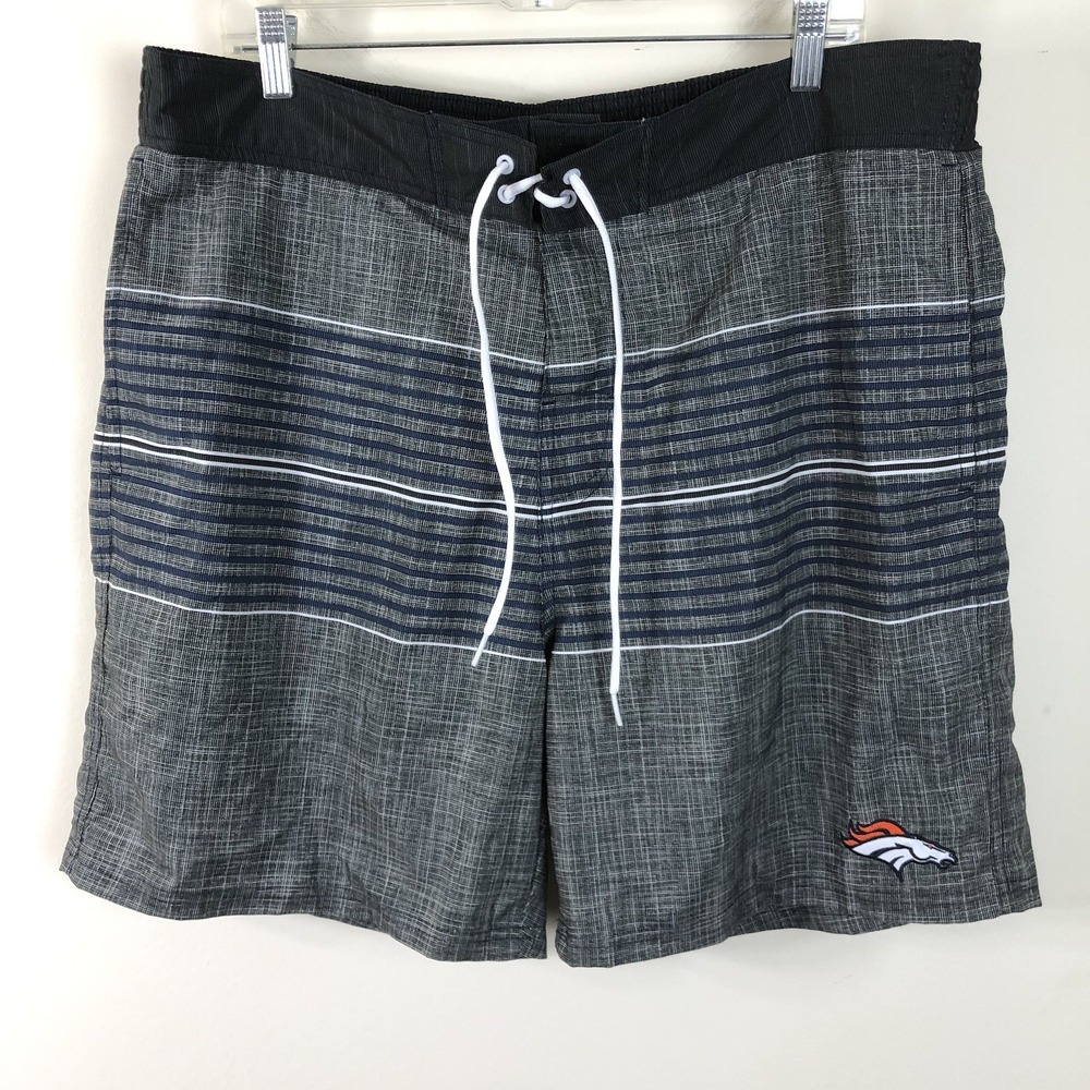 NFL Denver Broncos Board Shorts Swim Trunks Men's Sz 2XL Gray Navy